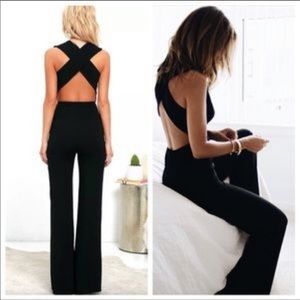 Thinking Out Loud Black Backless Jumpsuit